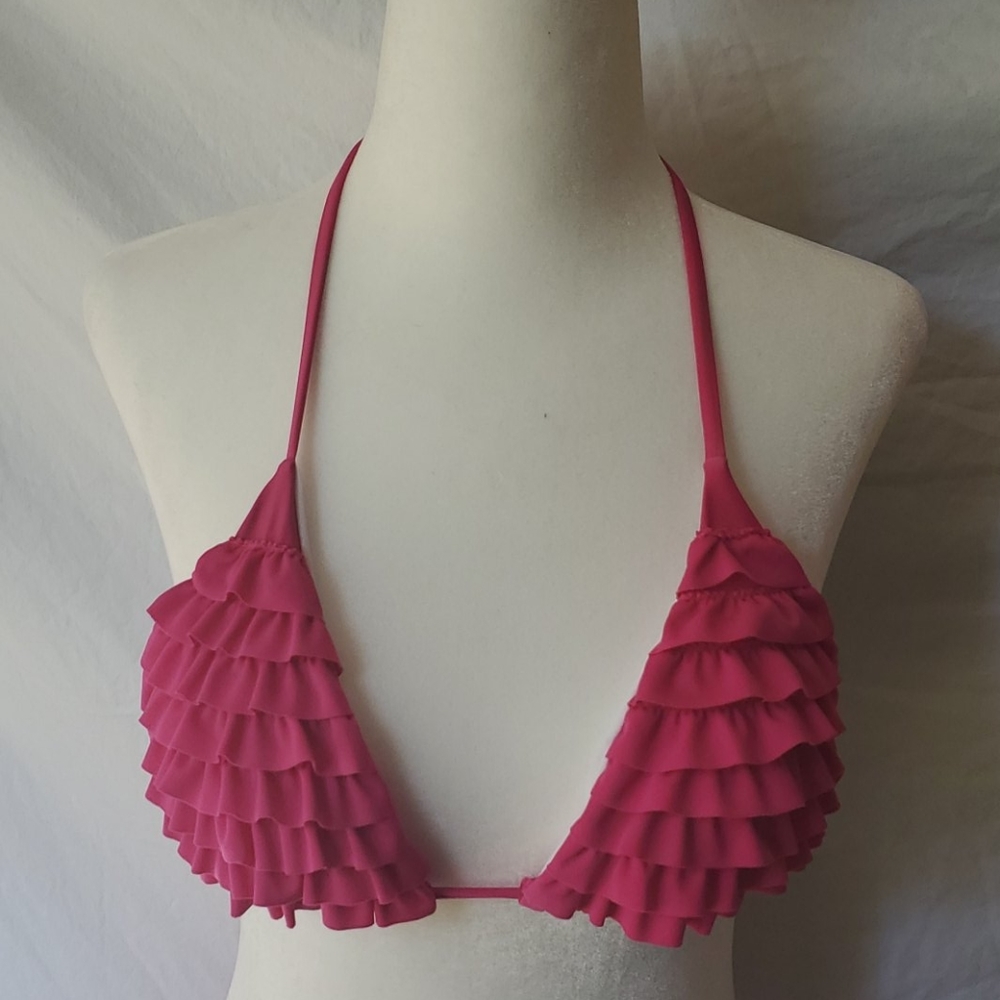 Pink Ruffle Triangle Bikini - Picture 2 of 9